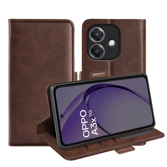 Oppo A60 5G / A40 / A40m Hoesje - MobyDefend Luxe Wallet Book Case (Sluiting Zijkant) - Bruin