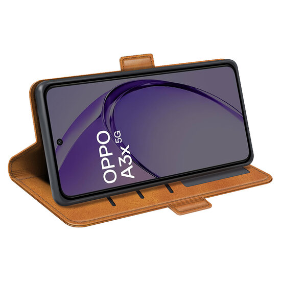 Oppo A60 5G / A40 / A40m Hoesje - MobyDefend Luxe Wallet Book Case (Sluiting Zijkant) - Lichtbruin