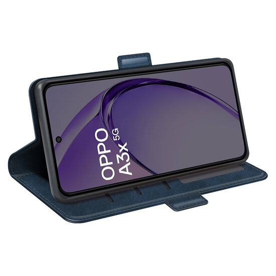 Oppo A60 5G / A40 / A40m Hoesje - MobyDefend Luxe Wallet Book Case (Sluiting Zijkant) - Blauw