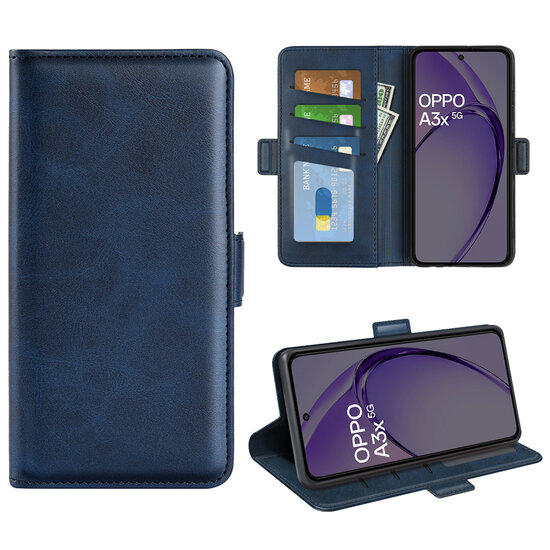 Oppo A60 5G / A40 / A40m Hoesje - MobyDefend Luxe Wallet Book Case (Sluiting Zijkant) - Blauw