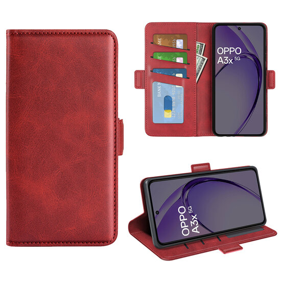 Oppo A60 5G / A40 / A40m Hoesje - MobyDefend Luxe Wallet Book Case (Sluiting Zijkant) - Rood