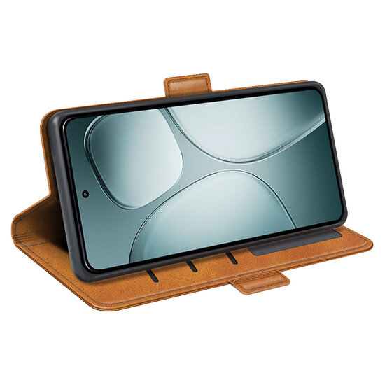 Samsung Galaxy A16 Hoesje - MobyDefend Luxe Wallet Book Case (Sluiting Zijkant) - Lichtbruin