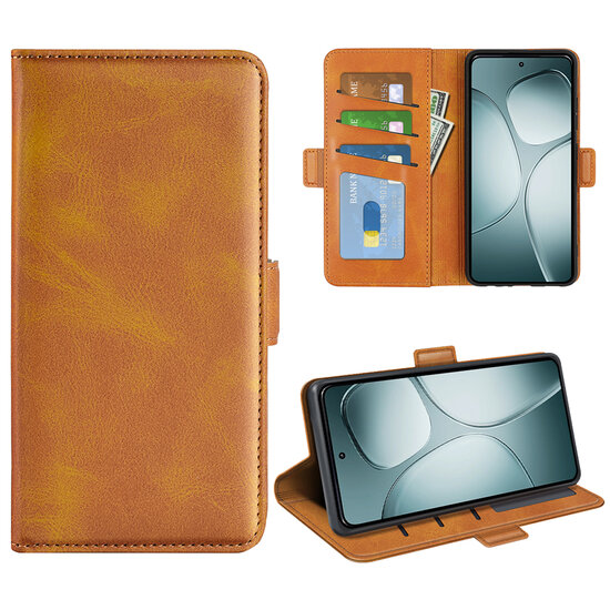Samsung Galaxy A16 Hoesje - MobyDefend Luxe Wallet Book Case (Sluiting Zijkant) - Lichtbruin