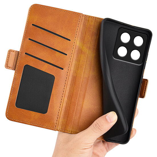 Samsung Galaxy A16 Hoesje - MobyDefend Luxe Wallet Book Case (Sluiting Zijkant) - Lichtbruin