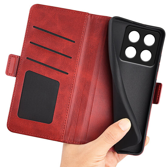 Samsung Galaxy A16 Hoesje - MobyDefend Luxe Wallet Book Case (Sluiting Zijkant) - Rood
