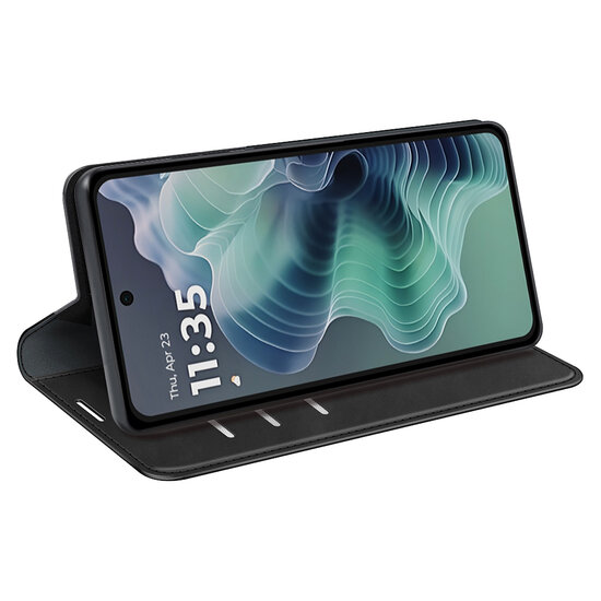 Motorola Moto G35 Hoesje - MobyDefend Luxe Wallet Bookcase (Magnetische Sluiting) - Zwart
