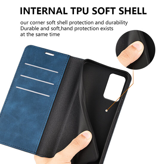 Motorola Moto G55 Hoesje - MobyDefend Luxe Wallet Bookcase (Magnetische Sluiting) - Zwart