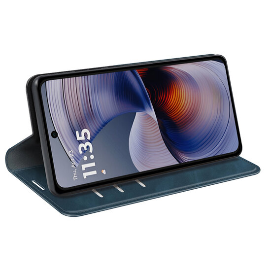 Motorola Moto G55 Hoesje - MobyDefend Luxe Wallet Bookcase (Magnetische Sluiting) - Blauw