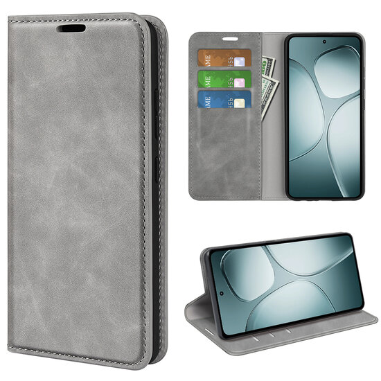 Xiaomi 14T Hoesje - MobyDefend Luxe Wallet Bookcase (Magnetische Sluiting) - Grijs