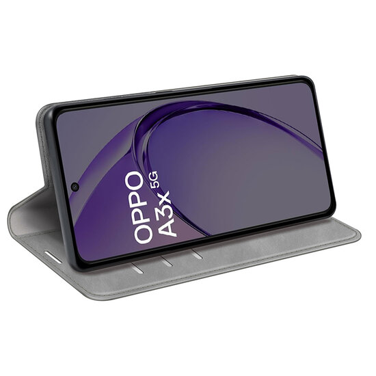 Oppo A60 5G / A40 / A40m Hoesje - MobyDefend Luxe Wallet Bookcase (Magnetische Sluiting) - Grijs