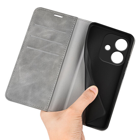 Oppo A60 5G / A40 / A40m Hoesje - MobyDefend Luxe Wallet Bookcase (Magnetische Sluiting) - Grijs