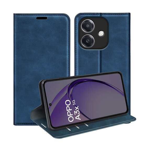Oppo A60 5G / A40 / A40m Hoesje - MobyDefend Luxe Wallet Bookcase (Magnetische Sluiting) - Blauw