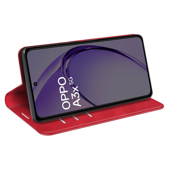 Oppo A60 5G / A40 / A40m Hoesje - MobyDefend Luxe Wallet Bookcase (Magnetische Sluiting) - Rood