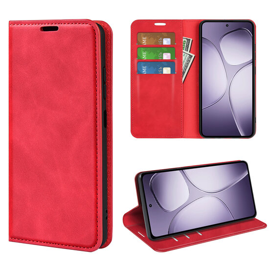 Xiaomi 14T Pro Hoesje - MobyDefend Luxe Wallet Bookcase (Magnetische Sluiting) - Rood