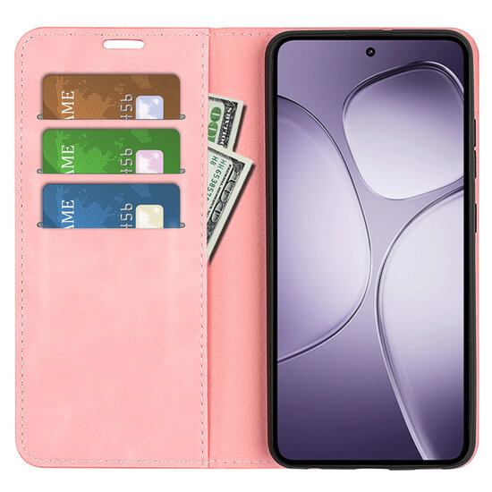 Xiaomi 14T Pro Hoesje - MobyDefend Luxe Wallet Bookcase (Magnetische Sluiting) - Roze
