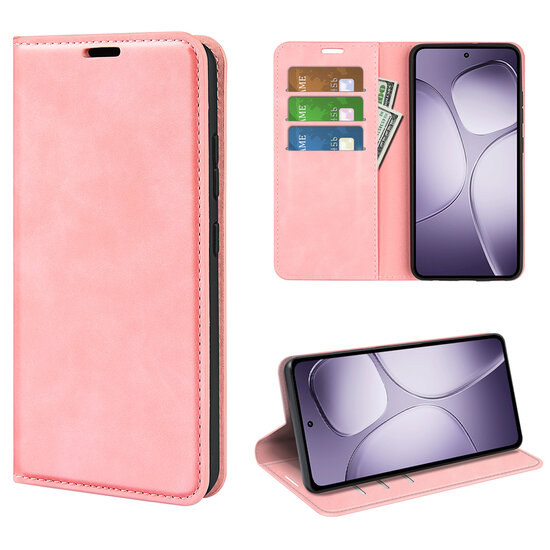 Xiaomi 14T Pro Hoesje - MobyDefend Luxe Wallet Bookcase (Magnetische Sluiting) - Roze