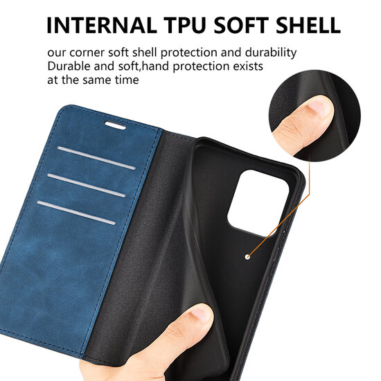 Motorola Edge 50 Neo Hoesje - MobyDefend Luxe Wallet Bookcase (Magnetische Sluiting) - Zwart