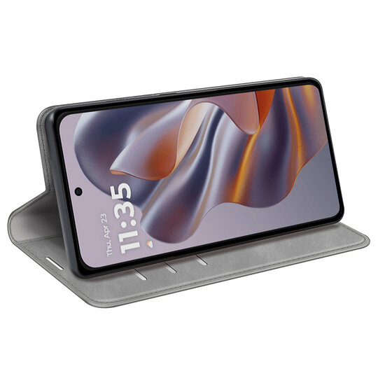 Motorola Edge 50 Neo Hoesje - MobyDefend Luxe Wallet Bookcase (Magnetische Sluiting) - Grijs