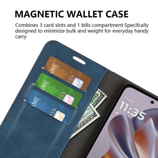 Motorola Edge 50 Neo Hoesje - MobyDefend Luxe Wallet Bookcase (Magnetische Sluiting) - Rood