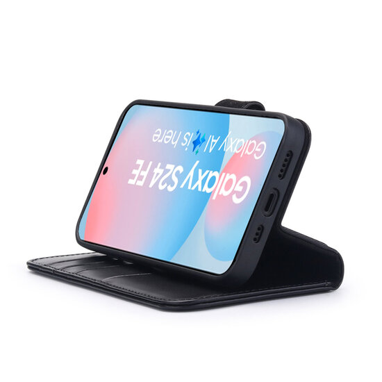 Samsung Galaxy S24 FE Hoesje - Luxe MobyDefend Wallet Bookcase - Zwart