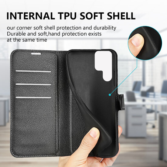 Samsung Galaxy S23 Ultra Hoesje - MobyDefend Kunstleren Wallet Book Case (Sluiting Voorkant) - Bruin