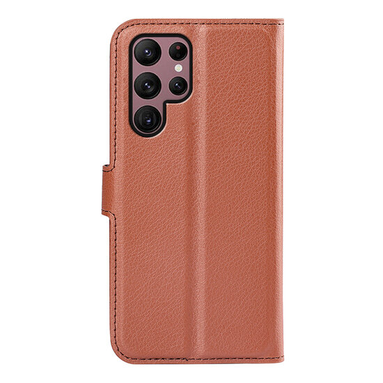 Samsung Galaxy S23 Ultra Hoesje - MobyDefend Kunstleren Wallet Book Case (Sluiting Voorkant) - Bruin