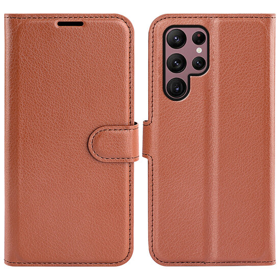 Samsung Galaxy S23 Ultra Hoesje - MobyDefend Kunstleren Wallet Book Case (Sluiting Voorkant) - Bruin