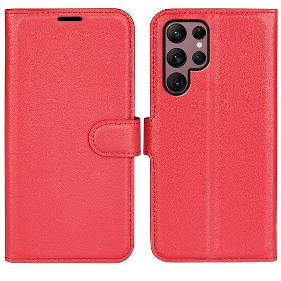 Samsung Galaxy S23 Ultra Hoesje - MobyDefend Kunstleren Wallet Book Case (Sluiting Voorkant) - Rood