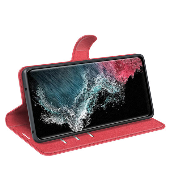 Samsung Galaxy S23 Ultra Hoesje - MobyDefend Kunstleren Wallet Book Case (Sluiting Voorkant) - Rood
