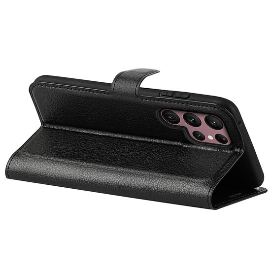 Samsung Galaxy S23 Ultra Hoesje - MobyDefend Kunstleren Wallet Book Case (Sluiting Voorkant) - Zwart