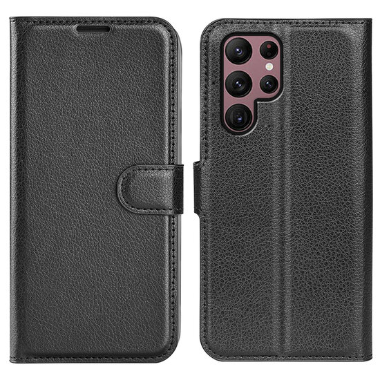 Samsung Galaxy S23 Ultra Hoesje - MobyDefend Kunstleren Wallet Book Case (Sluiting Voorkant) - Zwart