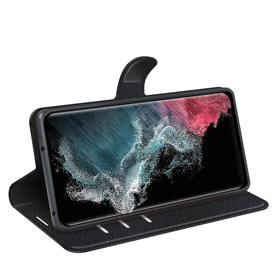 Samsung Galaxy S23 Ultra Hoesje - MobyDefend Kunstleren Wallet Book Case (Sluiting Voorkant) - Zwart