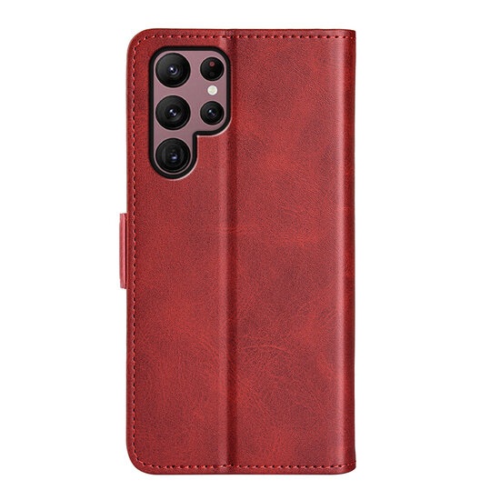 Samsung Galaxy S23 Ultra Hoesje - MobyDefend Luxe Wallet Book Case (Sluiting Zijkant) - Rood
