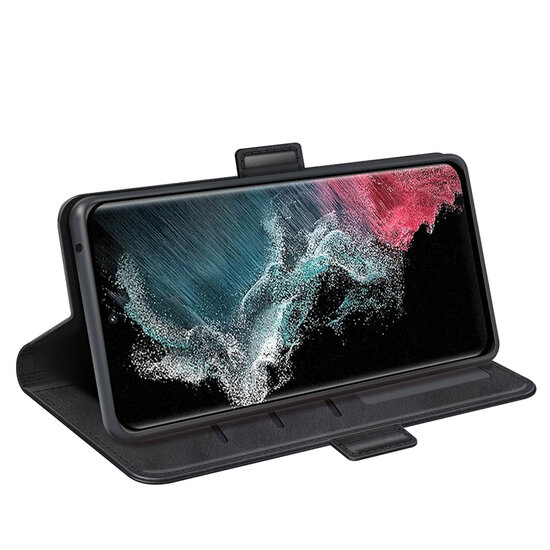 Samsung Galaxy S23 Ultra Hoesje - MobyDefend Luxe Wallet Book Case (Sluiting Zijkant) - Zwart