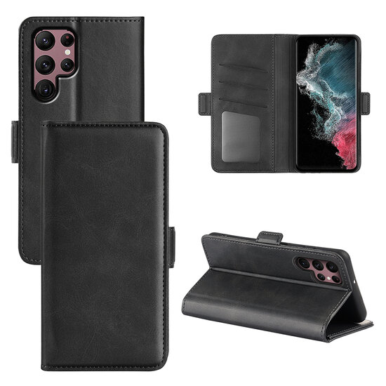 Samsung Galaxy S23 Ultra Hoesje - MobyDefend Luxe Wallet Book Case (Sluiting Zijkant) - Zwart