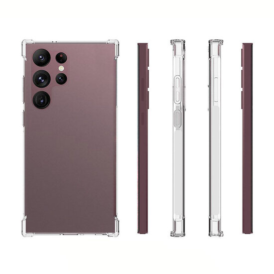 Samsung Galaxy S23 Ultra Hoesje - MobyDefend Transparante Shockproof TPU Backcover - Verstevigde Hoeken - Volledig Doorzichtig