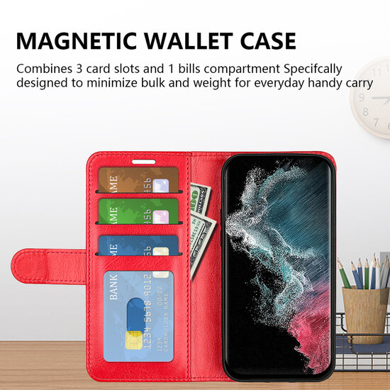 Samsung Galaxy S23 Ultra Hoesje - MobyDefend Wallet Book Case (Sluiting Achterkant) - Zwart