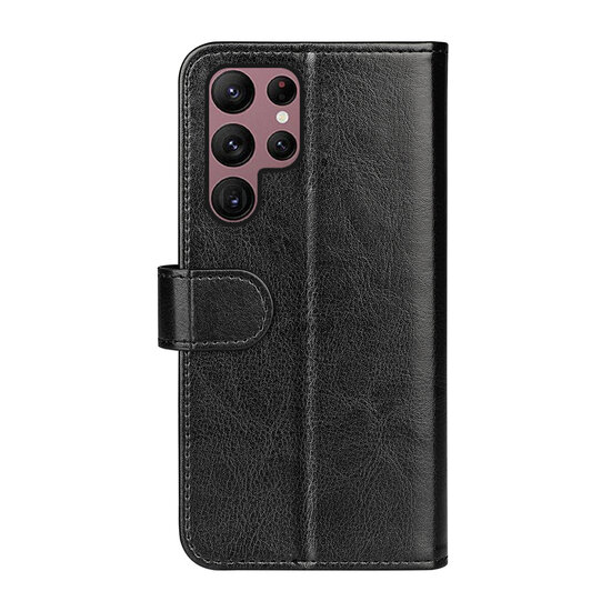 Samsung Galaxy S23 Ultra Hoesje - MobyDefend Wallet Book Case (Sluiting Achterkant) - Zwart