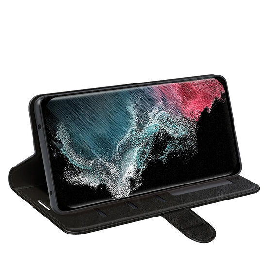 Samsung Galaxy S23 Ultra Hoesje - MobyDefend Wallet Book Case (Sluiting Achterkant) - Zwart