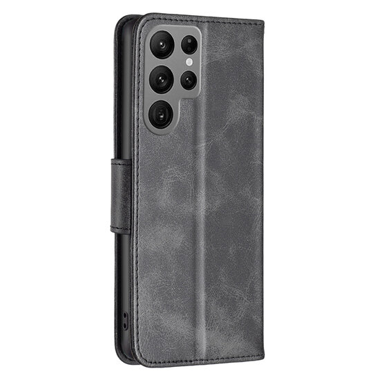 Samsung Galaxy S23 Ultra Hoesje - MobyDefend Wallet Book Case Met Koord - Zwart