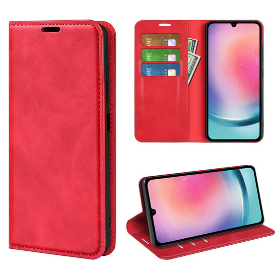 Samsung Galaxy A16 Hoesje - MobyDefend Luxe Wallet Bookcase (Magnetische Sluiting) - Rood