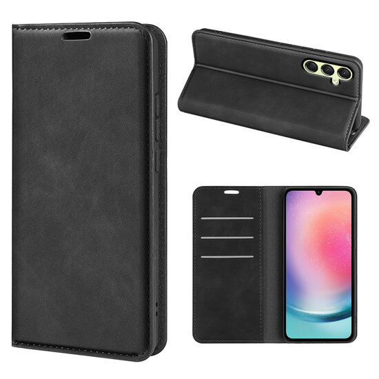 Samsung Galaxy A16 Hoesje - MobyDefend Luxe Wallet Bookcase (Magnetische Sluiting) - Zwart