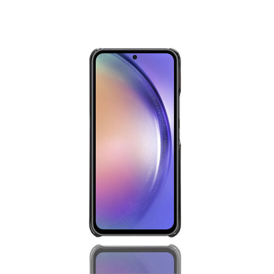 Samsung Galaxy A16 Hoesje - MobyDefend Lederen Backcover Met Vakjes Voor Pasjes - Zwart