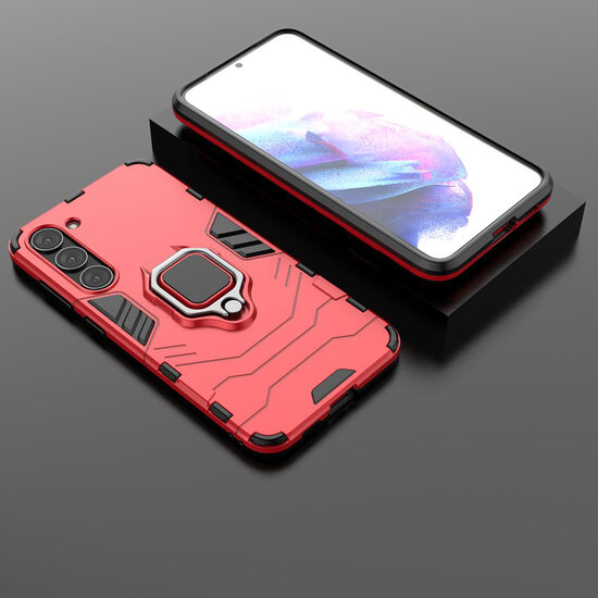 Samsung Galaxy S23 Plus (S23+) Hoesje - MobyDefend Dubbelgelaagde Pantsercase Met Standaard - Rood
