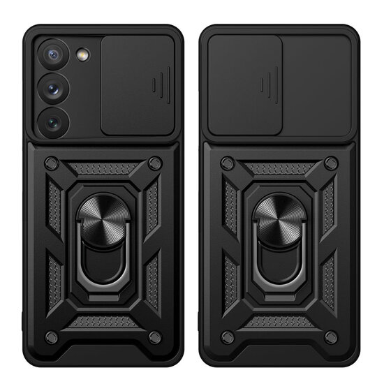 Samsung Galaxy S23 Plus (S23+) Hoesje - MobyDefend Pantsercase Met Draaibare Ring - Rood