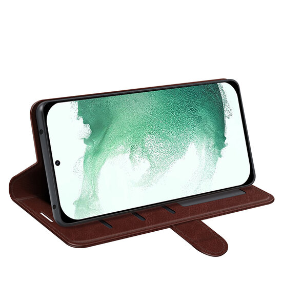 Samsung Galaxy S23 Plus (S23+) Hoesje - MobyDefend Wallet Book Case (Sluiting Achterkant) - Bruin