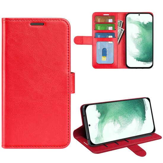 Samsung Galaxy S23 Plus (S23+) Hoesje - MobyDefend Wallet Book Case (Sluiting Achterkant) - Rood