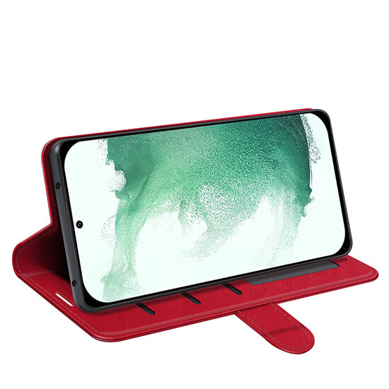 Samsung Galaxy S23 Plus (S23+) Hoesje - MobyDefend Wallet Book Case (Sluiting Achterkant) - Rood