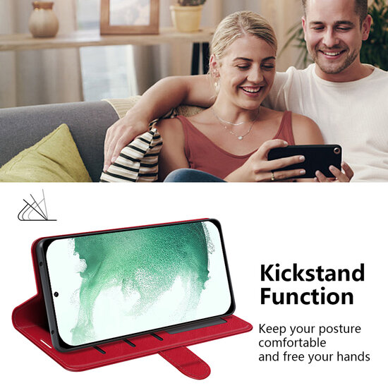 Samsung Galaxy S23 Plus (S23+) Hoesje - MobyDefend Wallet Book Case (Sluiting Achterkant) - Rood