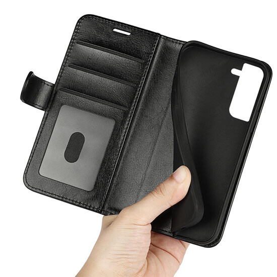 Samsung Galaxy S23 Plus (S23+) Hoesje - MobyDefend Wallet Book Case (Sluiting Achterkant) - Zwart